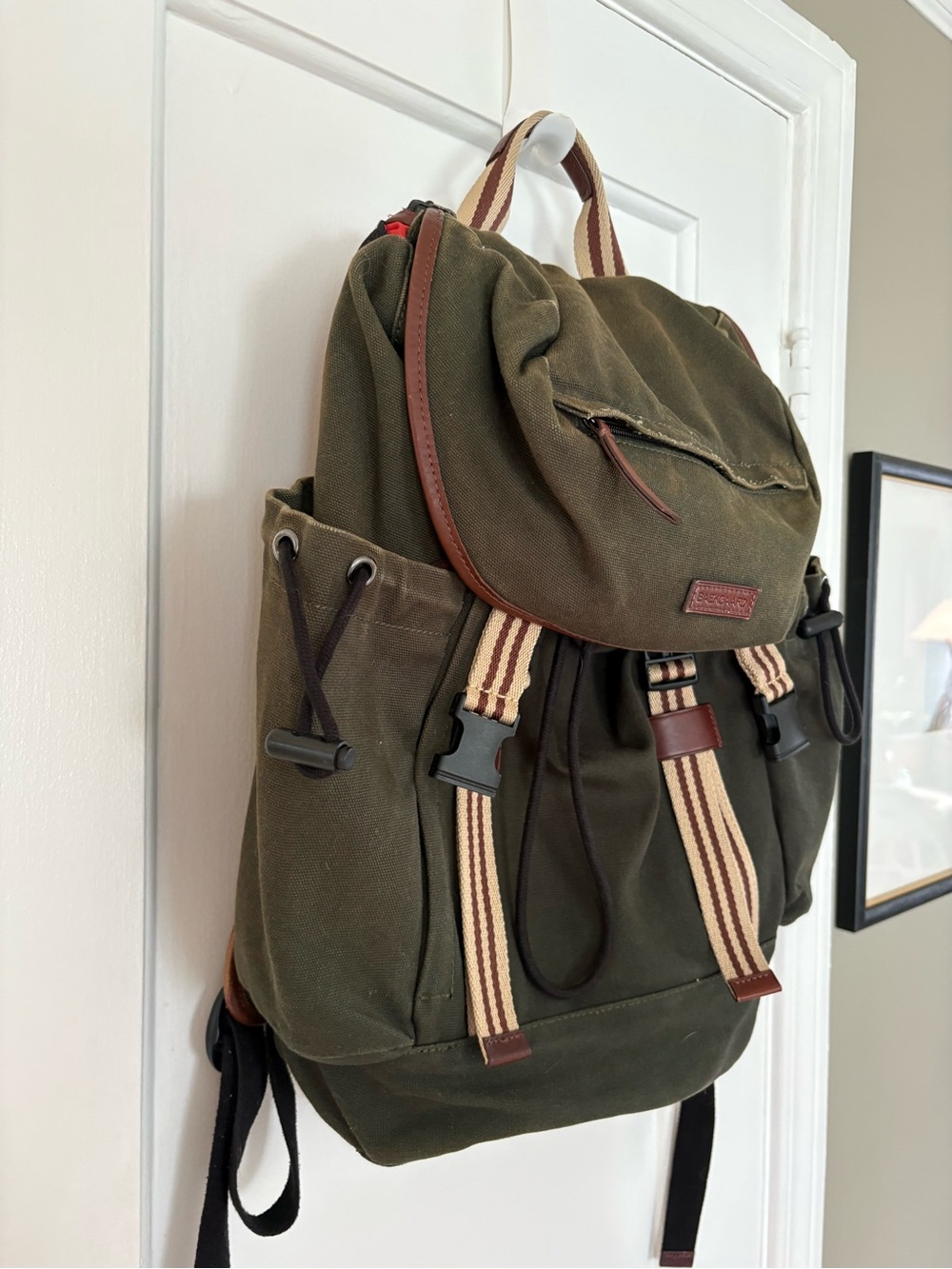 Baekgaard Sloan Backpack in Green Canvas - Picture 3 of 8